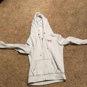 Pink Victoria Secret Drawstring Zipper Hoodie